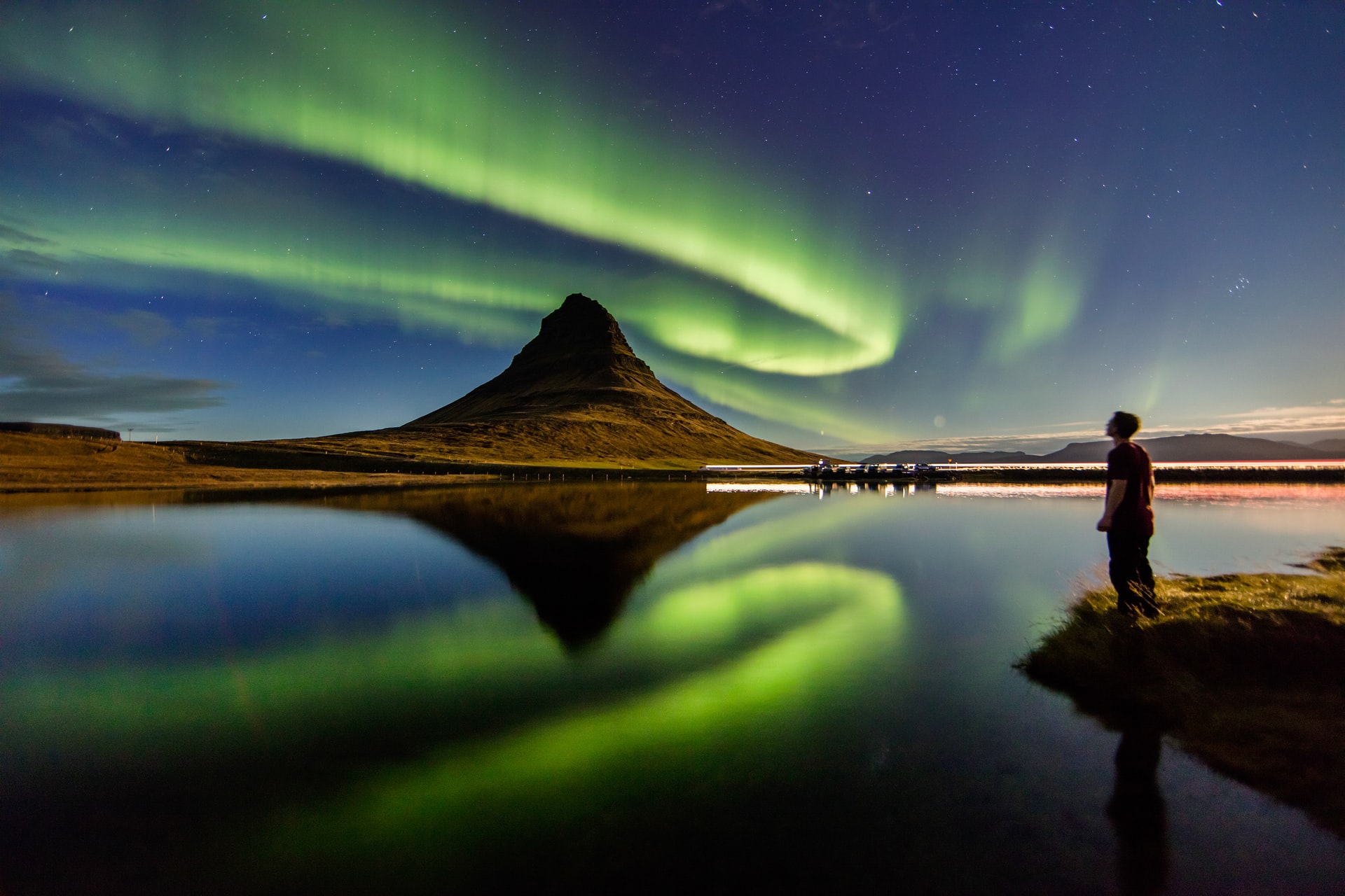 Northern Lights at Kirkjufell mountain in Iceland