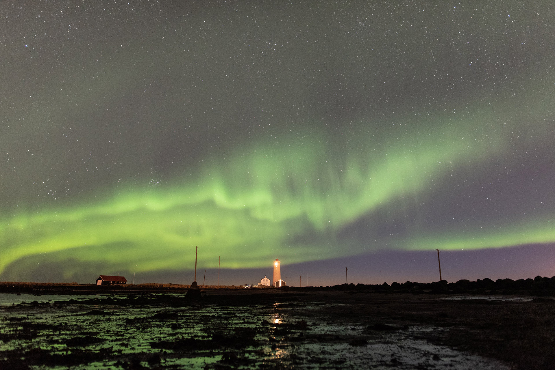 Grótta lighthouse aurora reykjavik