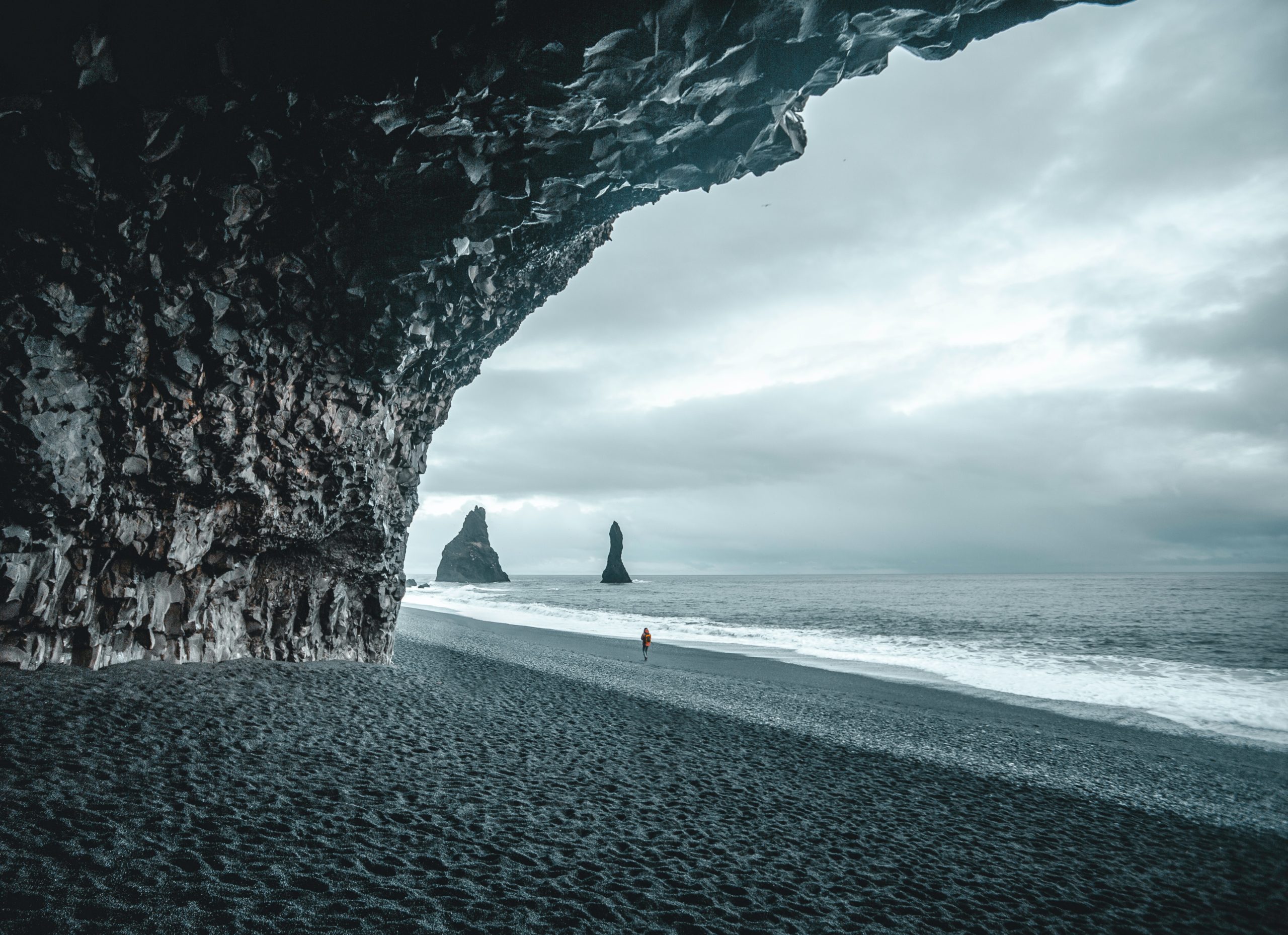 The strange formations of Hálsanefshellir cave at Reynisfjara beach in Iceland