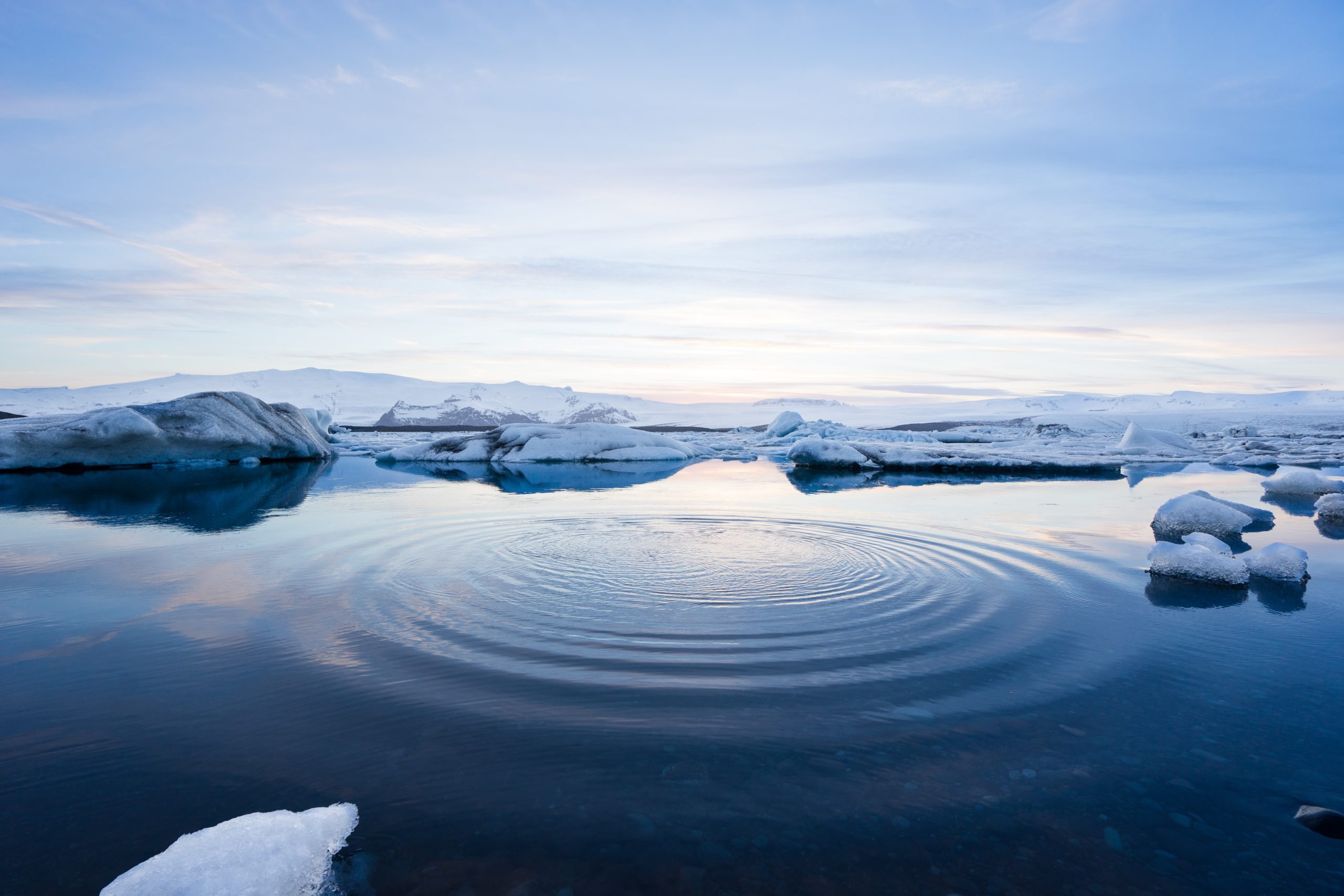 Ripples in a glacier lagoon in Iceland