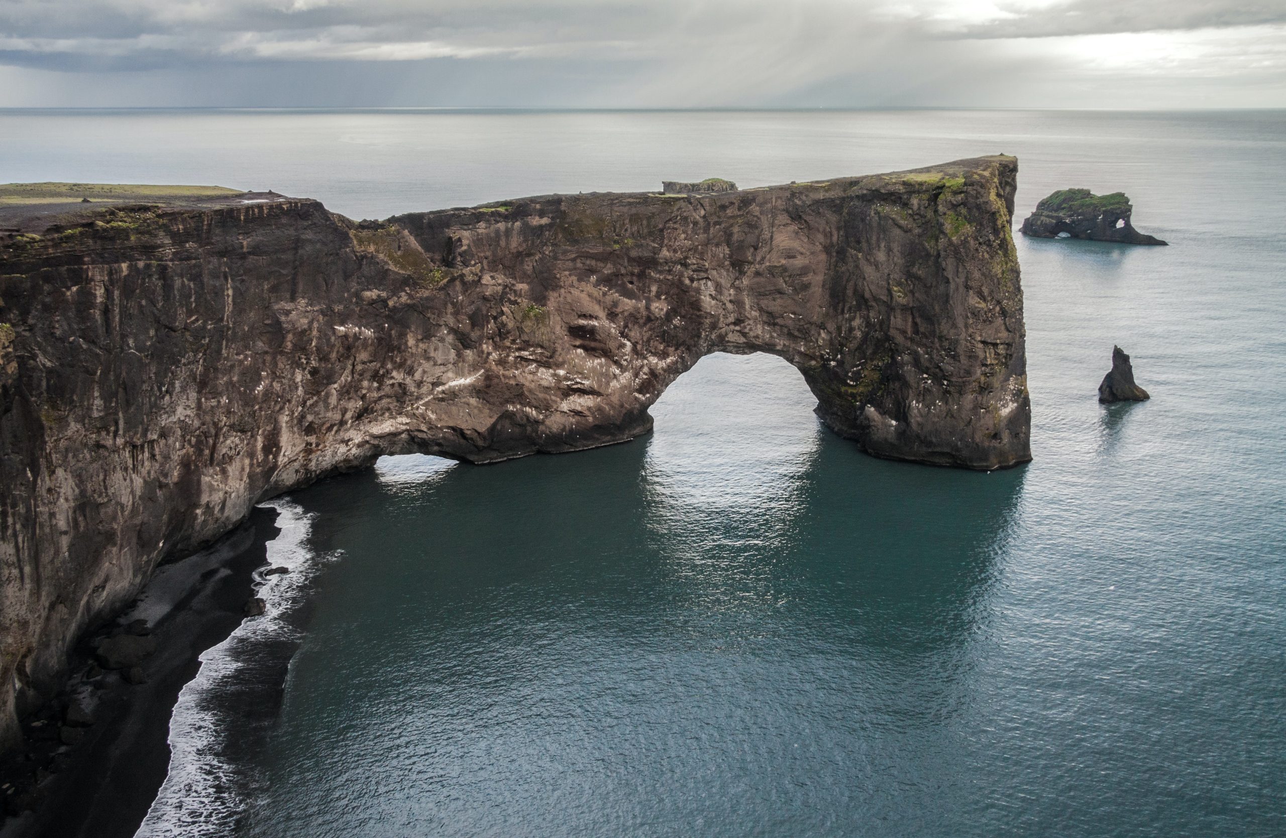 An impressive rock arch in South Iceland