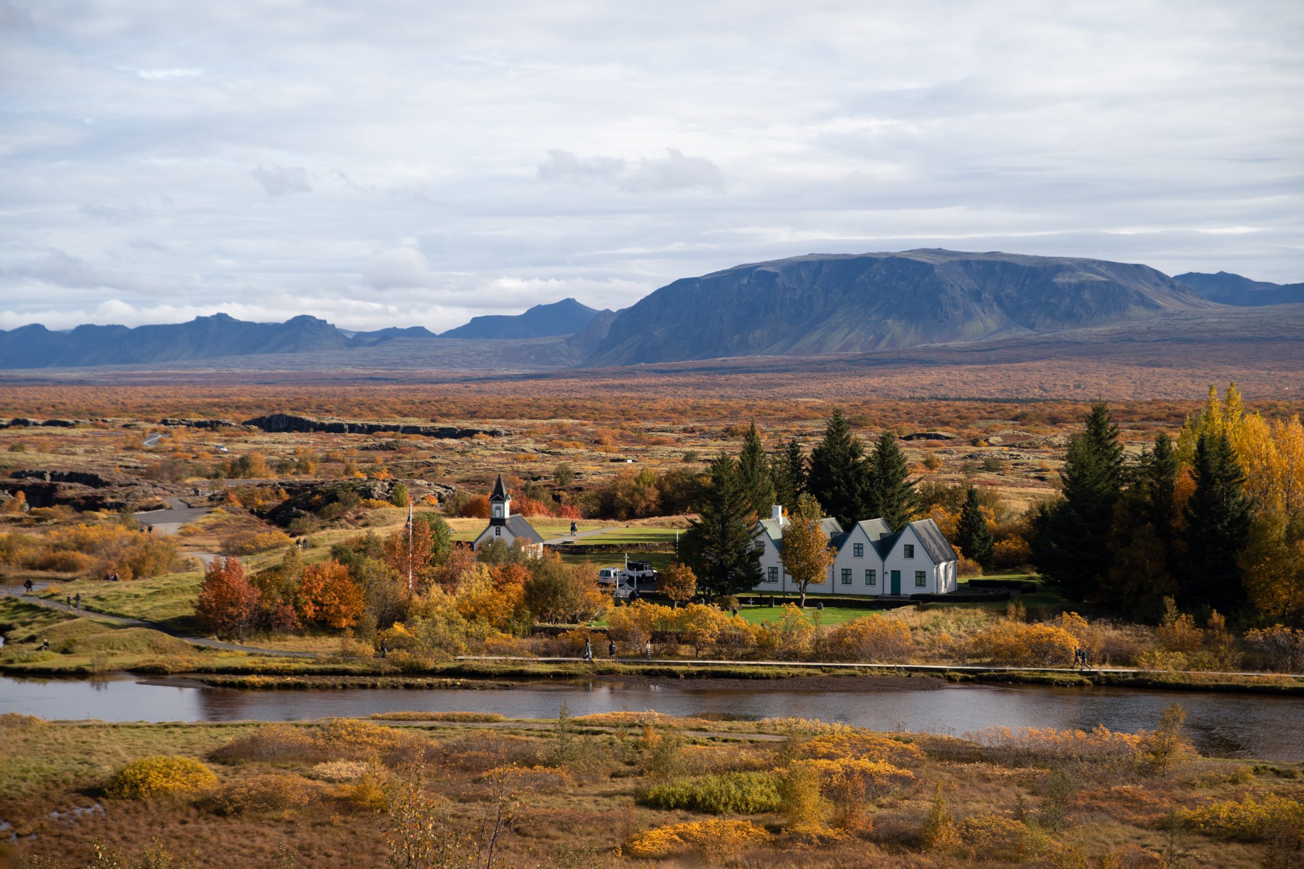 Looking out over Thingvellir National Park on the Golden Circle route
