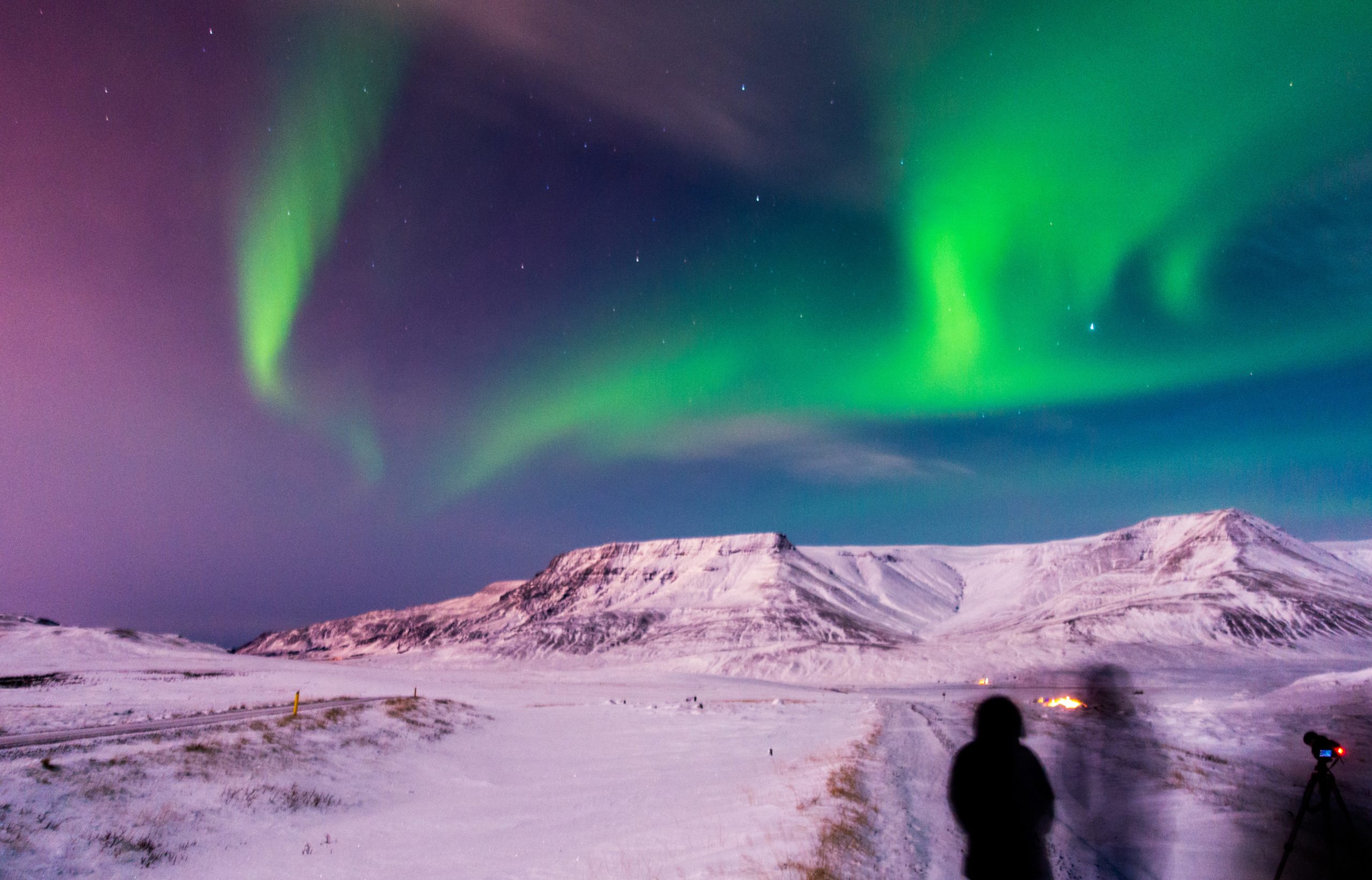 Aurora Borealis over Mount Esja in Iceland