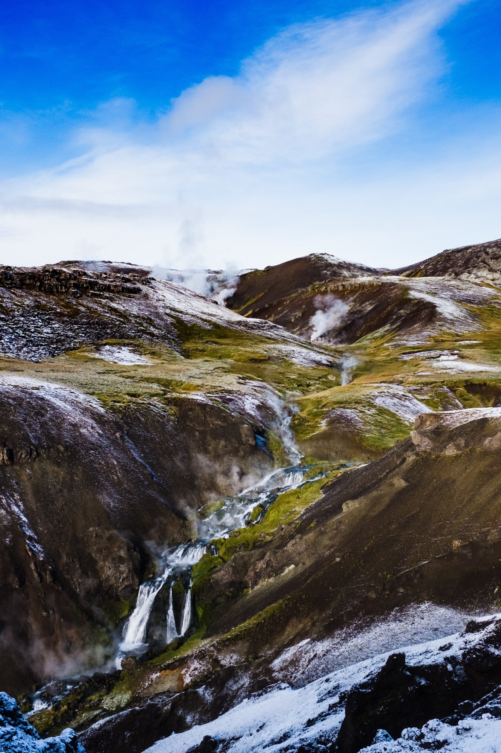 Waterfall in the Reykjadalur Hot Spring