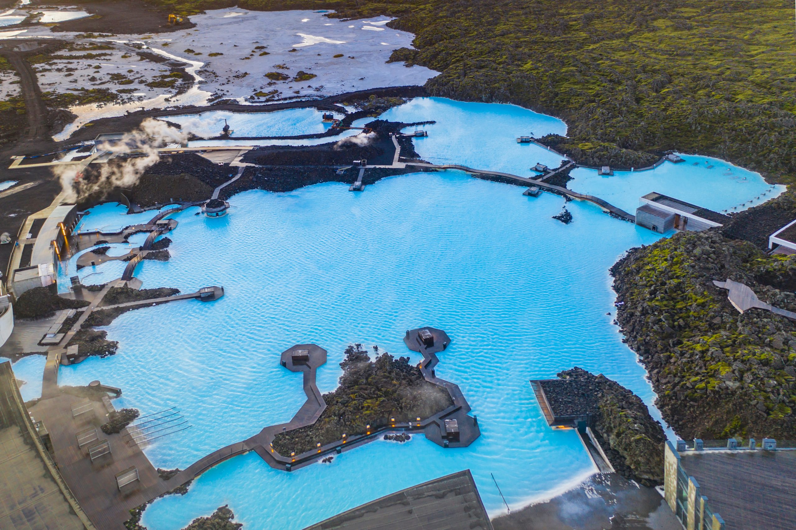 An aerial view of the Blue Lagoon in Iceland