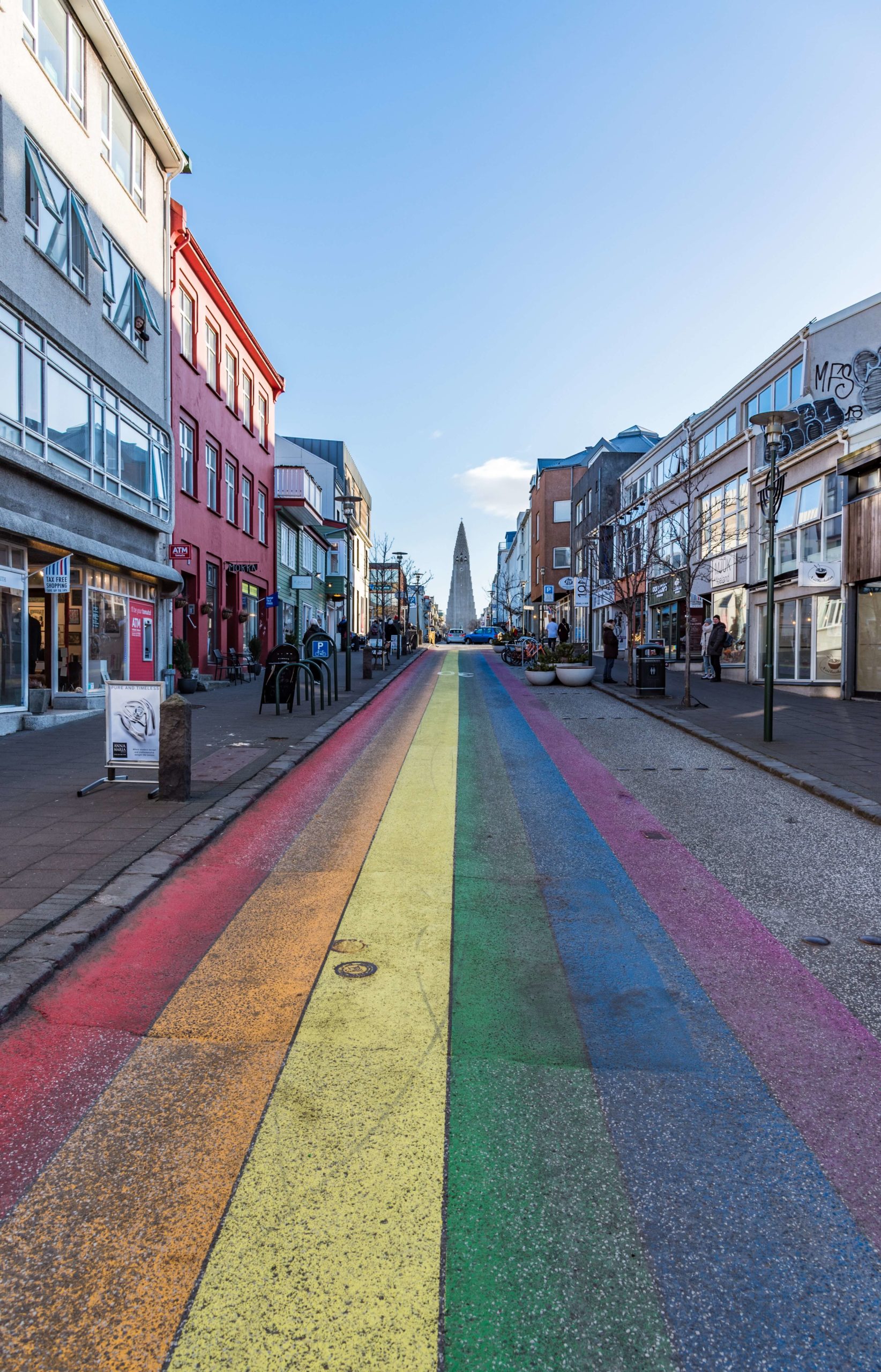 A rainbow street in Reykjavik